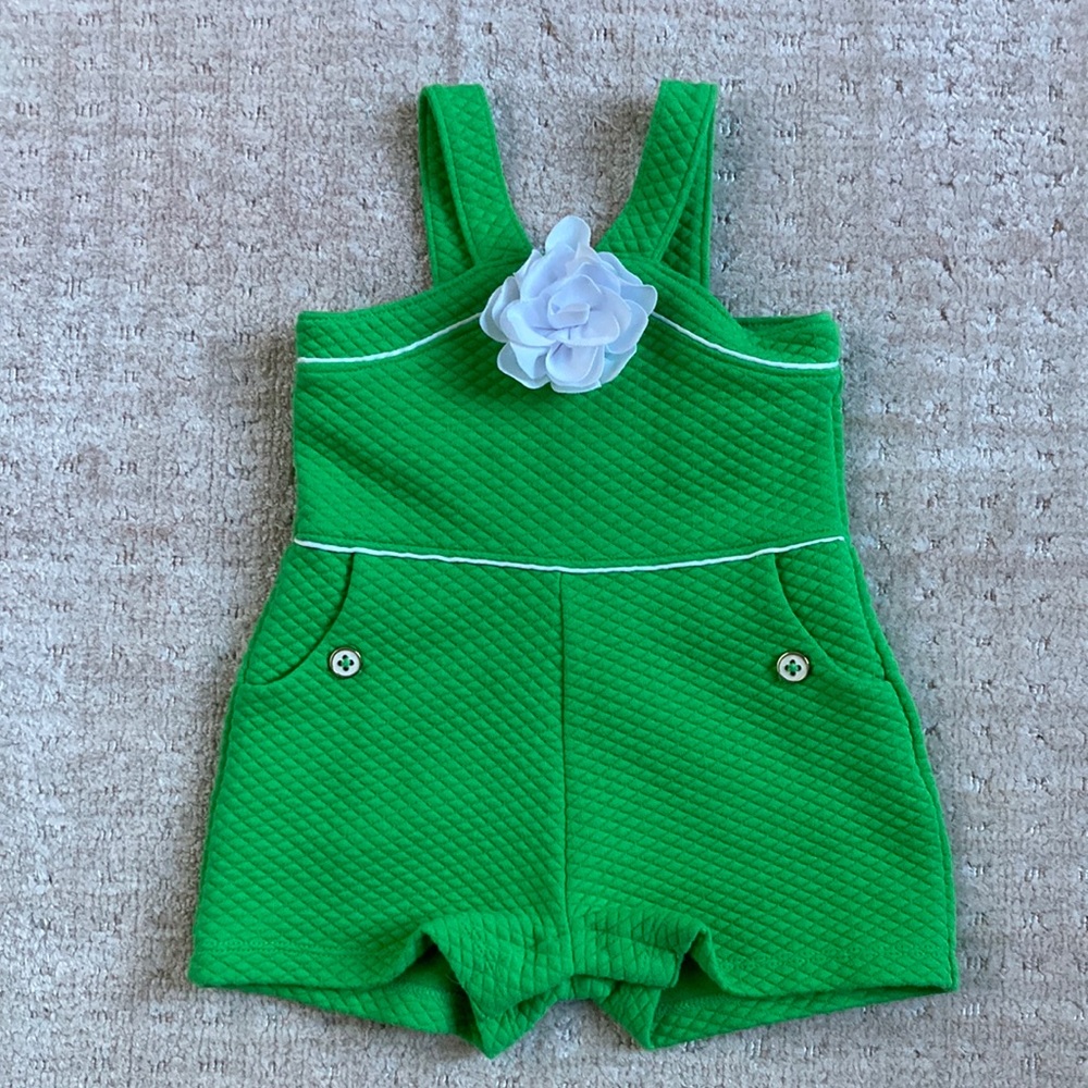 Janie and Jack Romper Green Size 6-12 Months
